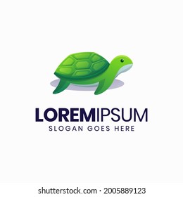 Green turtle gradient logo template