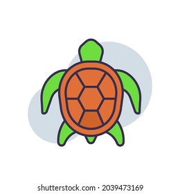 Green turtle RBG color icon. Underwater life. Pelagian thin line vector illustration.