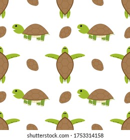 green turtle seamless pattern isolated in white