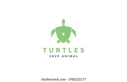 green turtle with shield  logo symbol vector icon illustration graphic design