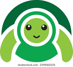 a green turtle with a smiley face
