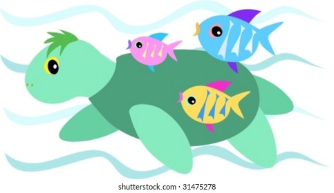Green Turtle Swimming Dog Paddle Vector