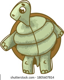 Green turtle with texture illustration for children's room vector