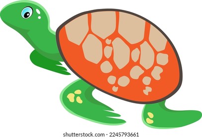 green turtle vector illustration isolated on white background