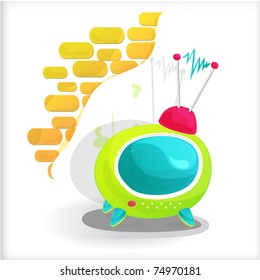 Green TV cartoon, the wall background.