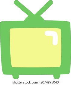 Televisión verde, ilustración, vector, sobre fondo blanco.