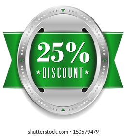 Green twenty-five percent discount button