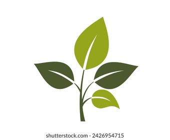 Grüne Zweig-Ikone. Botanisches, Frühlings-, Pflanzen- und Natursymbol. Isolierte Vektor-Illustration im flachen Design