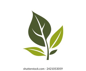 green twig icon. plant, botanical, and spring symbol. isolated vector illustration in flat design