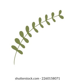 Green twig in style of doodles on white