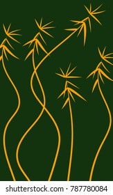 Green Twigs Background. Beautiful Green Pattern for Textile, Paper, Wallpaper, Tile, Card, Postcard. Bamboo Leaves. Twigs. Abstract Green Bamboo Background in Asian Style. Leaves Pattern.