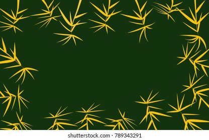 Green Twigs Background. Beautiful Green Pattern for Textile, Paper, Wallpaper, Tile, Card, Postcard. Bamboo Leaves. Twigs. Abstract Green Bamboo Background in Asian Style. Leaves Pattern.
