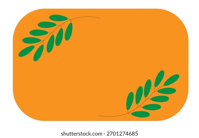 grüne Zweige auf orangefarbenem Hintergrund,