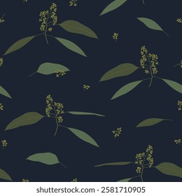 Green Twigs Seamless Pattern Vector