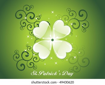 green twinkle star background with curve floral, shamrock