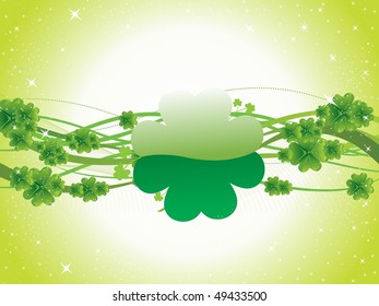 green twinkle star background with curve lines and big shamrock
