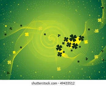 green twinkle star background with curve wave, shamrock