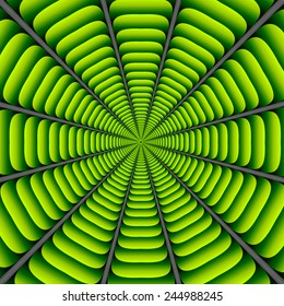 Green twisted and ribbed abstract flower background