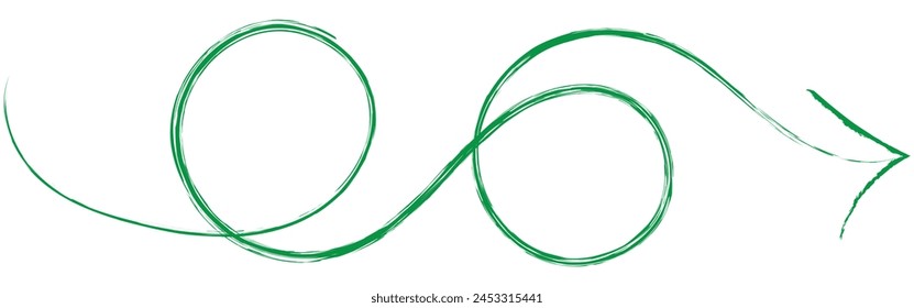 Green Twisting doodle arrow. Thin hand drawn icon. Line curved arrow. Line doodle arrow icon . 
hand drawn Arrows icons Set. arrow icon with various direction. eps 10