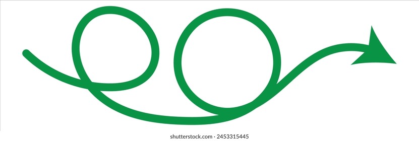 Green Twisting doodle arrow. Thin hand drawn icon. Line curved arrow. Line doodle arrow icon . 
hand drawn Arrows icons Set. arrow icon with various direction. eps 10
