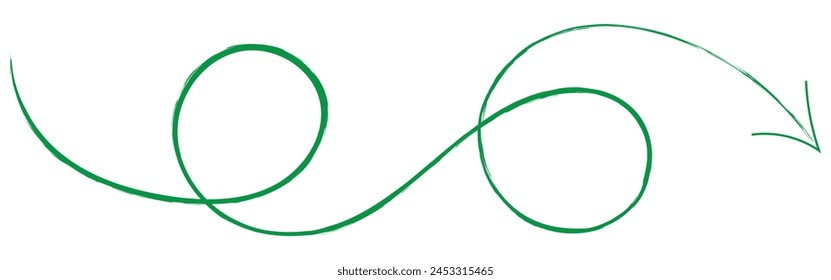 Green Twisting doodle arrow. Thin hand drawn icon. Line curved arrow. Line doodle arrow icon . 
hand drawn Arrows icons Set. arrow icon with various direction. eps 10