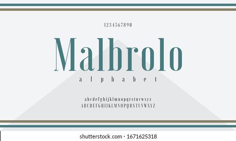 Green typo with classic minimal modern typeface typo typography alphabet fonts and number, uppercase lowercase and number. Vector illustration with white color background.