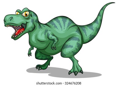 Green tyrannosaurus rex with sharp teeth illustration