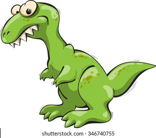 green tyrannosaurus rex, vector illustration, cartoon