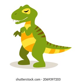 a green tyrex dinosaur with a yellow belly