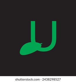green U leaf icon design vector