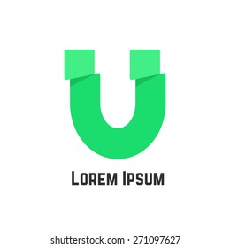 green u letter like visual identity. concept of elegant figure, banner, website object, capital letter, corporation mark, visiting card. flat style trend modern brand design eps10 vector illustration