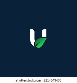 Elementos de plantilla de diseño del logotipo de letras verdes de la U. Logo de la letra digital abstracta moderna. Ilustración vectorial.