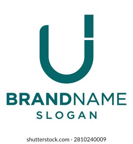 Green U shaped magnet logo with brandname and slogan text icon