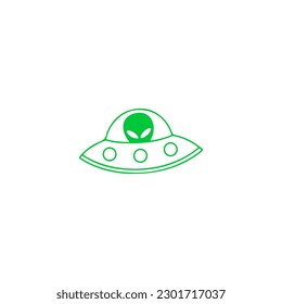 green ufo doodle vector illustration