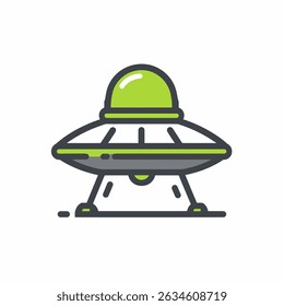 Green ufo hovers alien spaceship illustration design isolated