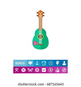 Green ukulele vector icon