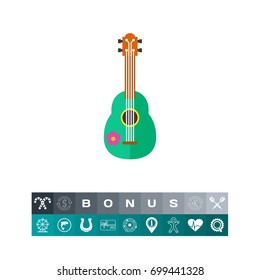 Green ukulele vector icon