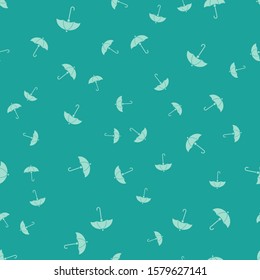 Green Umbrella icon isolated seamless pattern on green background. Waterproof icon. Protection, safety, security concept. Water resistant symbol.  Vector Illustration