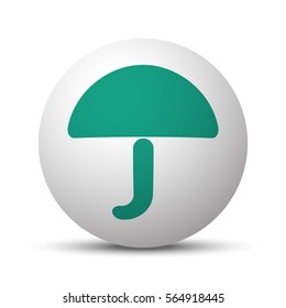 Green Umbrella icon on white sphere