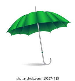green umbrella isolated on white background