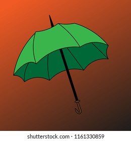 green umbrella on a brown background