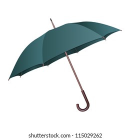 Green umbrella on white background. Vector illustration