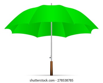 green umbrella on a white background. Vector illustration.