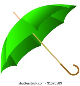 The green umbrella represented on a white background