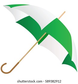 The green umbrella represented on a white background