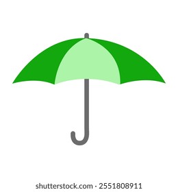 Green umbrella. Vector simple color flat illustration.