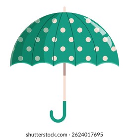 Guarda-chuva verde com bolinhas brancas, perfeito para ficar seco em um dia chuvoso