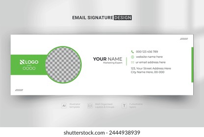green uncommon unique corporate modern abstract email signature design template. creative simple and clean email signature footer design template
