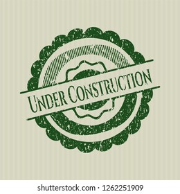 Green Under Construction rubber grunge texture stamp