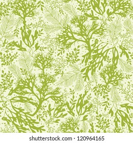 Green underwater seaweed seamless pattern background